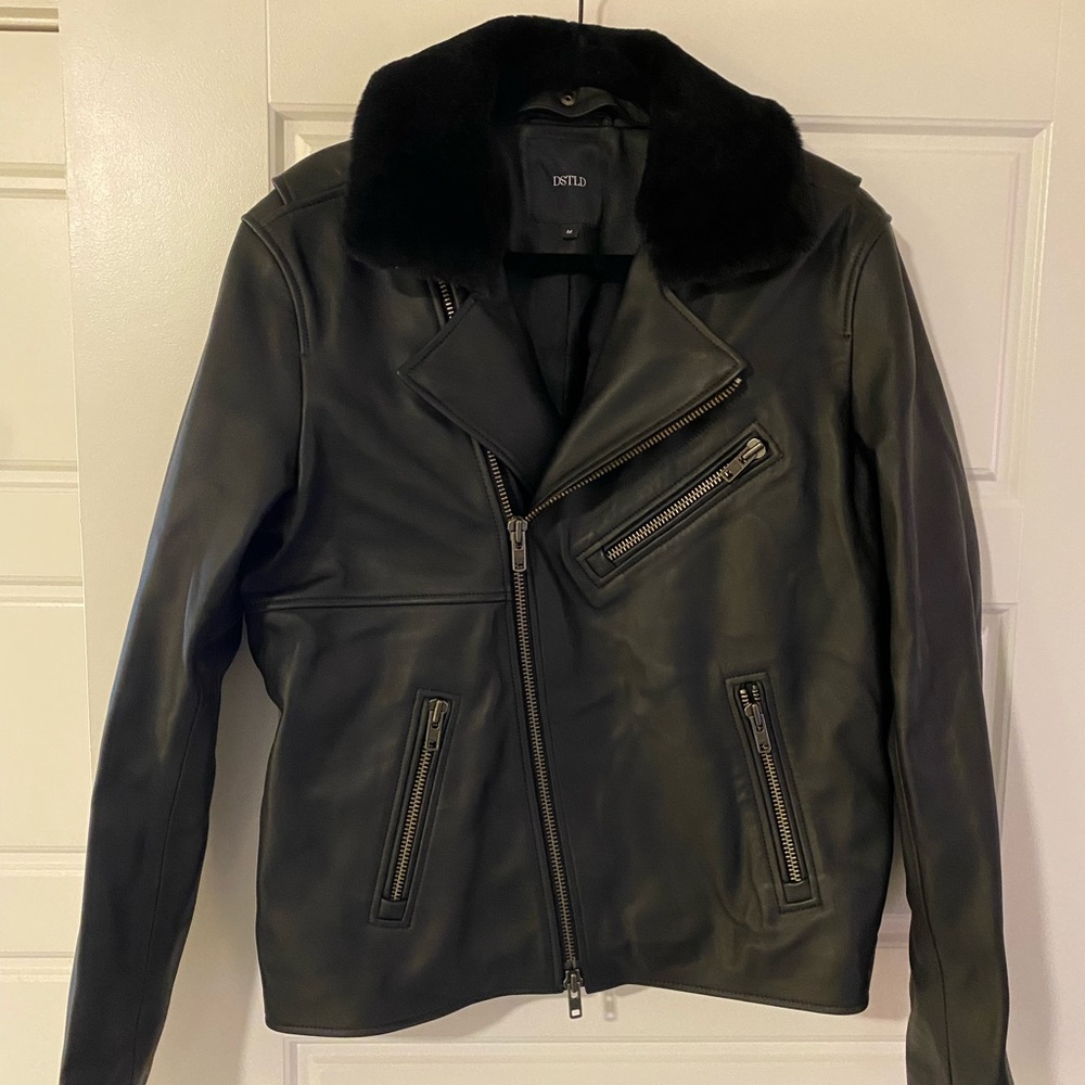 Men’s Black Leather (real!) biker jacket - DSTLD
